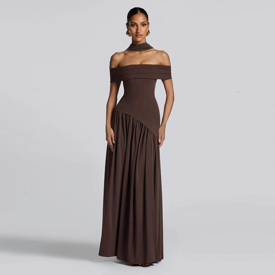 Damen Abendkleid mit schickem Schulterfreies Design und hohem Schlitz Heidi-Mode