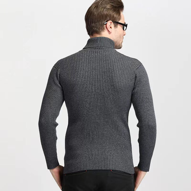 Herren Rollkragenpullover aus feinem Rippstrick Heidi-Mode