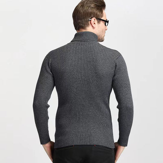 Herren Rollkragenpullover aus feinem Rippstrick Heidi-Mode