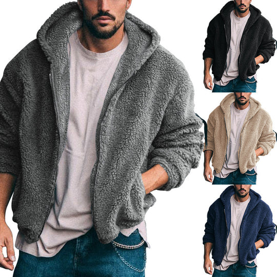 Herren weiche Fleece-Jacke mit hohem Kragen und praktischem Reißverschluss Heidi-Mode