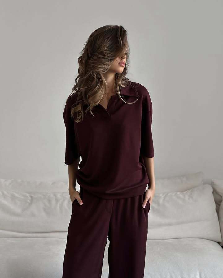 Damen elegantes Loungewear-Set mit weitem Schnitt und modischen Akzenten Heidi-Mode