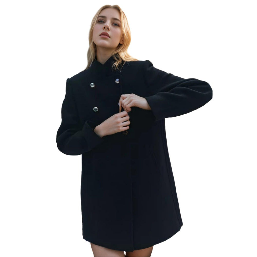 Damen eleganter Duffle-Mantel mit doppelter Knopfleiste und luxuriösen Details Heidi-Mode