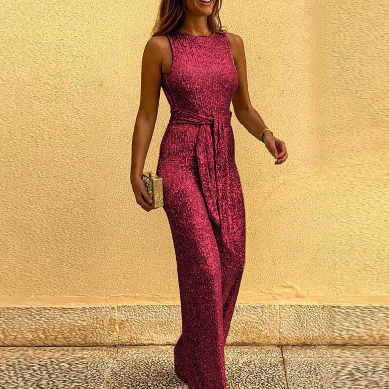 Damen Glitzerndes Abendkleid mit elegantem Taillengürtel Heidi-Mode