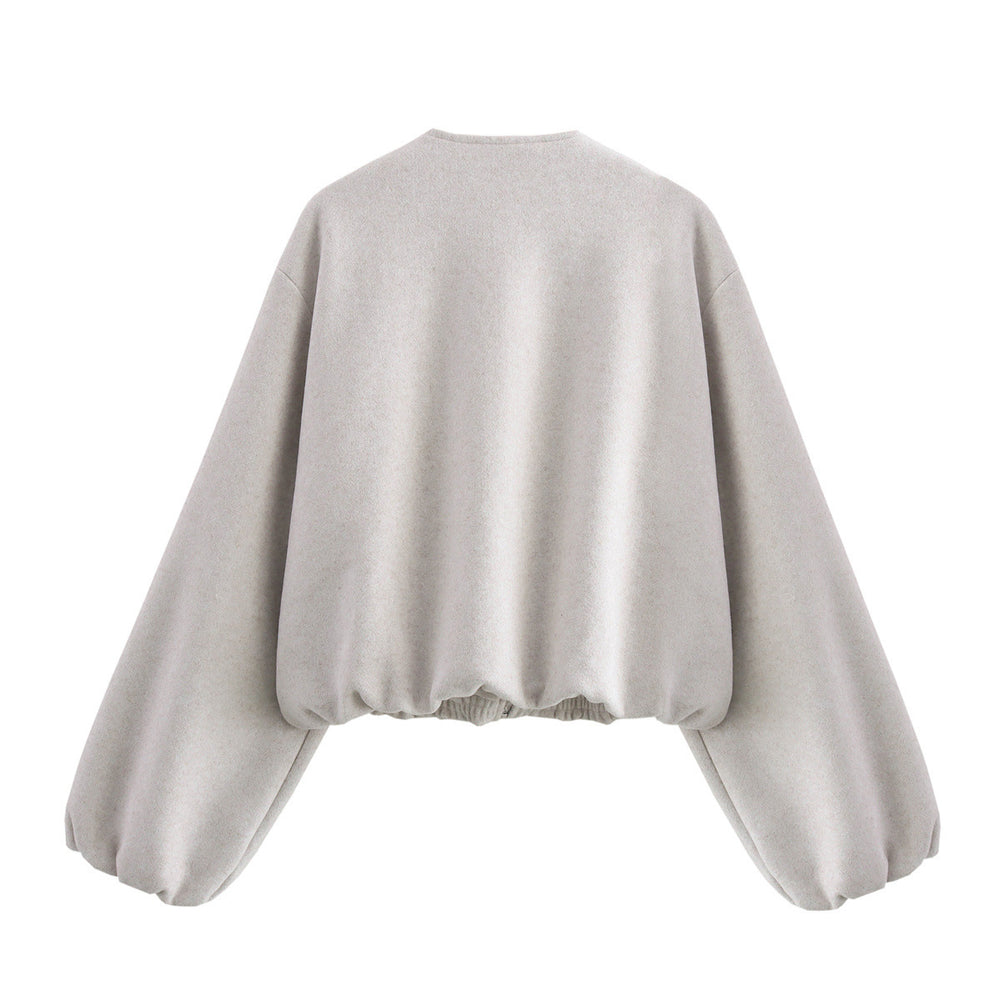 Damen lässige Oversize-Jacke mit elastischem Bund und praktischen Taschen Heidi-Mode