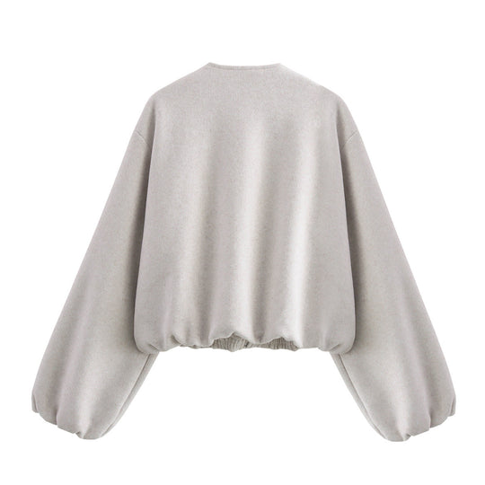 Damen lässige Oversize-Jacke mit elastischem Bund und praktischen Taschen Heidi-Mode