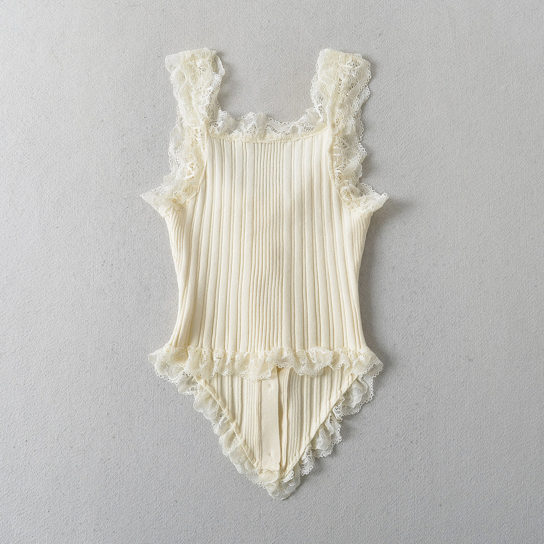 Damen Spitzenbody mit Rüschendetails und figurschmeichelndem Schnitt Heidi-Mode