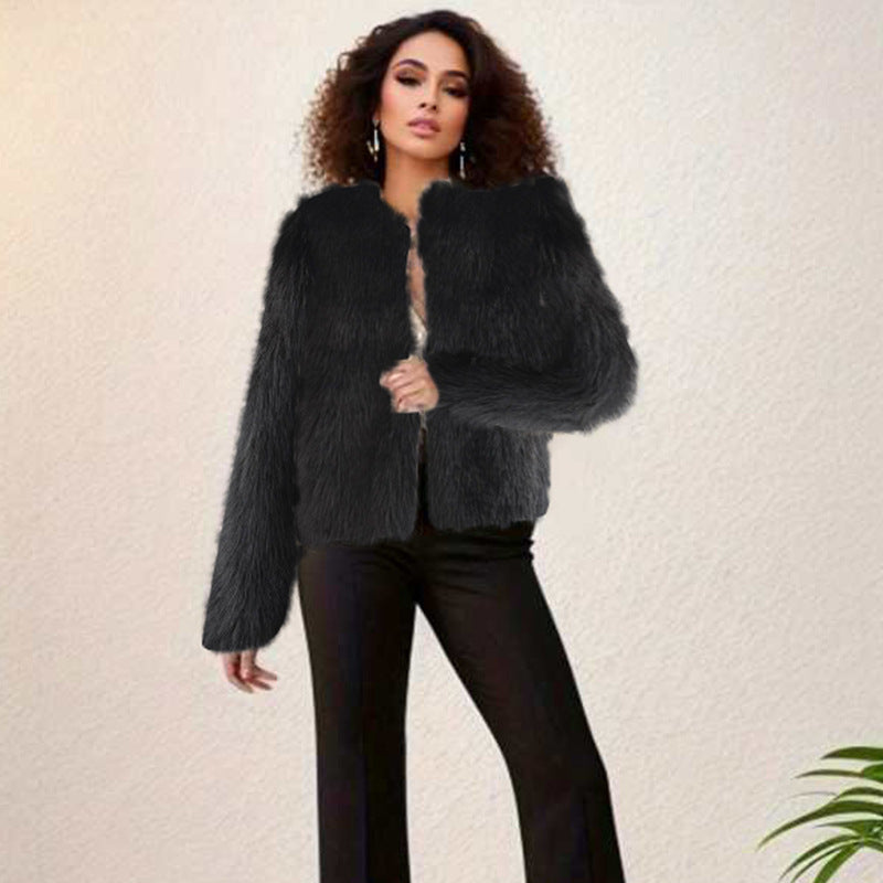 Damen Kuschelige Fleecejacke mit Lockenstruktur Heidi-Mode