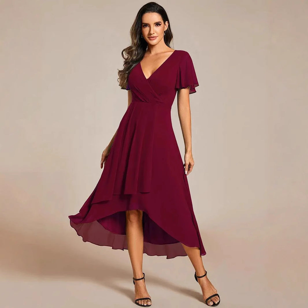 Damen Elegantes Wickelkleid mit asymmetrischem Saum Heidi-Mode