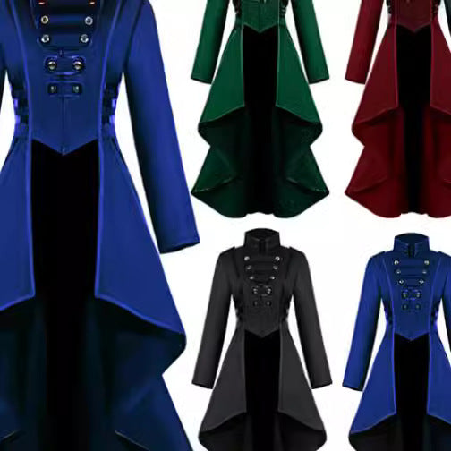 Damen asymmetrischer Stehkragenmantel mit Knopfdetails Heidi-Mode