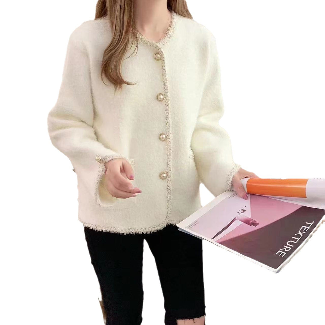 Damen Bouclé-Jacke mit eleganten Perlenknöpfen Heidi-Mode