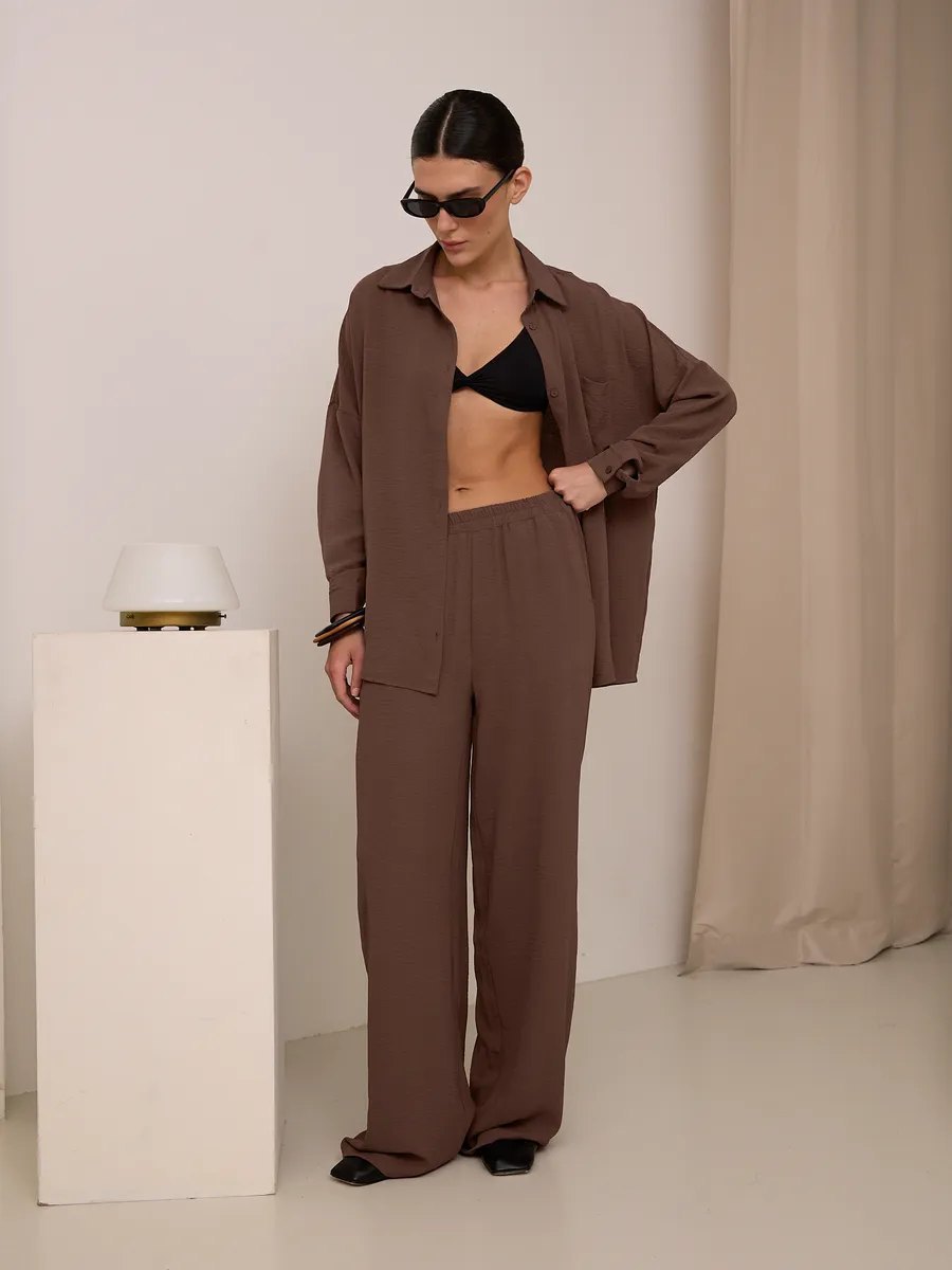 Damen lässige Bluse im Oversized-Stil mit Taschen Heidi-Mode