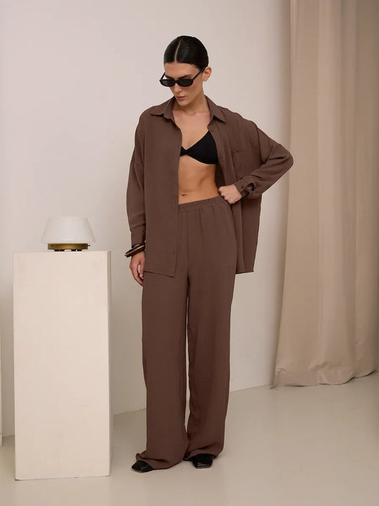 Damen lässige Bluse im Oversized-Stil mit Taschen Heidi-Mode