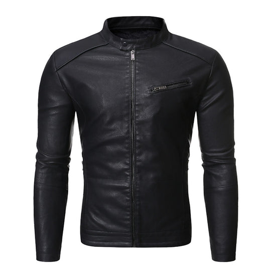 Herren elegante Motorradjacke mit modernem Stehkragen Heidi-Mode