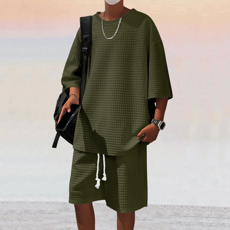 Herren Freizeitsport Set aus locker sitzendem Oberteil mit atmungsaktiven Shorts Heidi-Mode