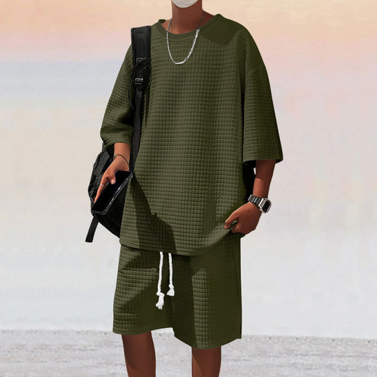 Herren Freizeitsport Set aus locker sitzendem Oberteil mit atmungsaktiven Shorts Heidi-Mode