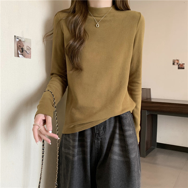 Damen Casual Mock Neck Langarmtop Heidi-Mode