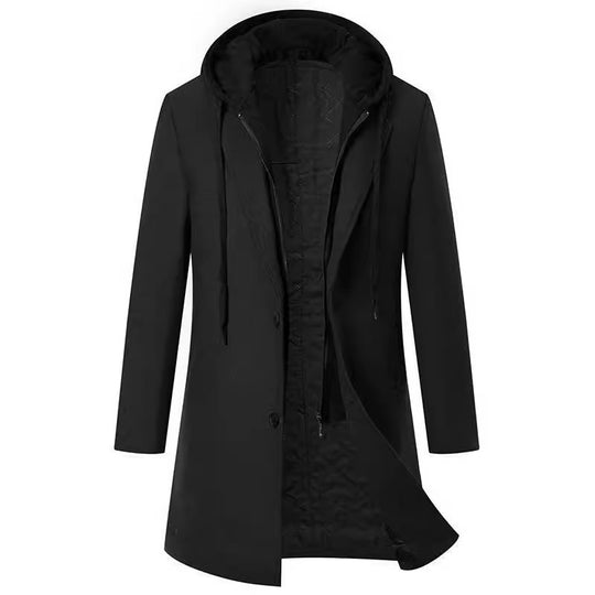 Herren eleganter Mantel mit abnehmbarer Kapuze und prämierter Isolierung Heidi-Mode