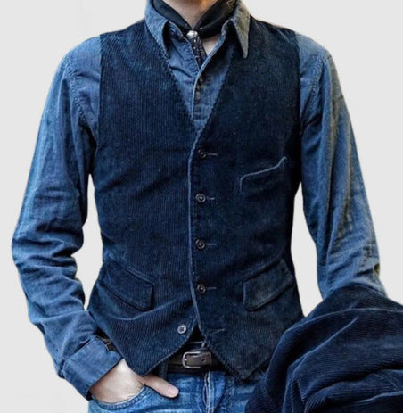Herren Weste im klassischen Kord-Design mit eleganten Taschen und hochwertiger Verarbeitung Heidi-Mode