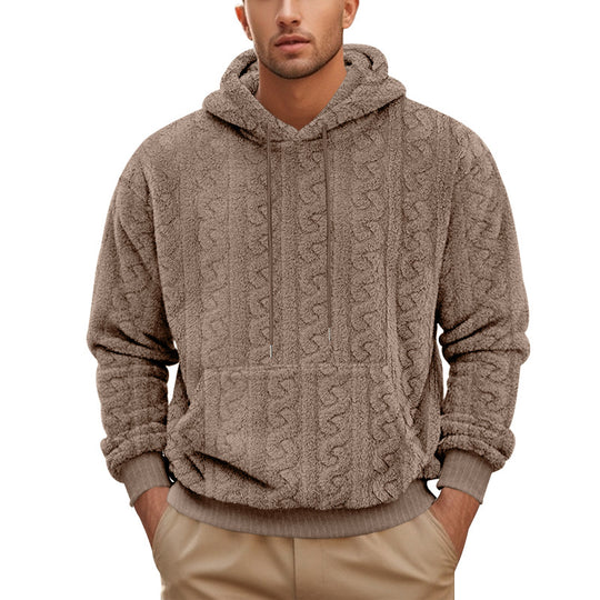 Herren Fleece-Hoodie mit strukturiertem Design und praktischen Taschen Heidi-Mode