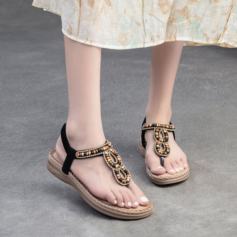Damen Sandalen mit bequemer Fußbettgestaltung und kunstvollen Verzierungen Heidi-Mode