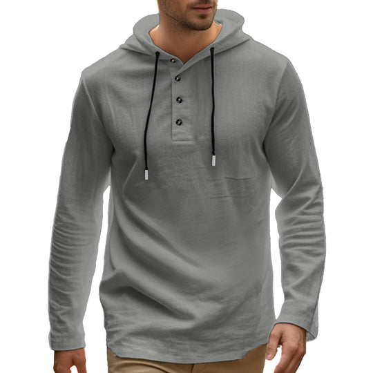 Herren Sportliches Kapuzenoberteil aus atmungsaktivem Material mit Knopfleiste Heidi-Mode