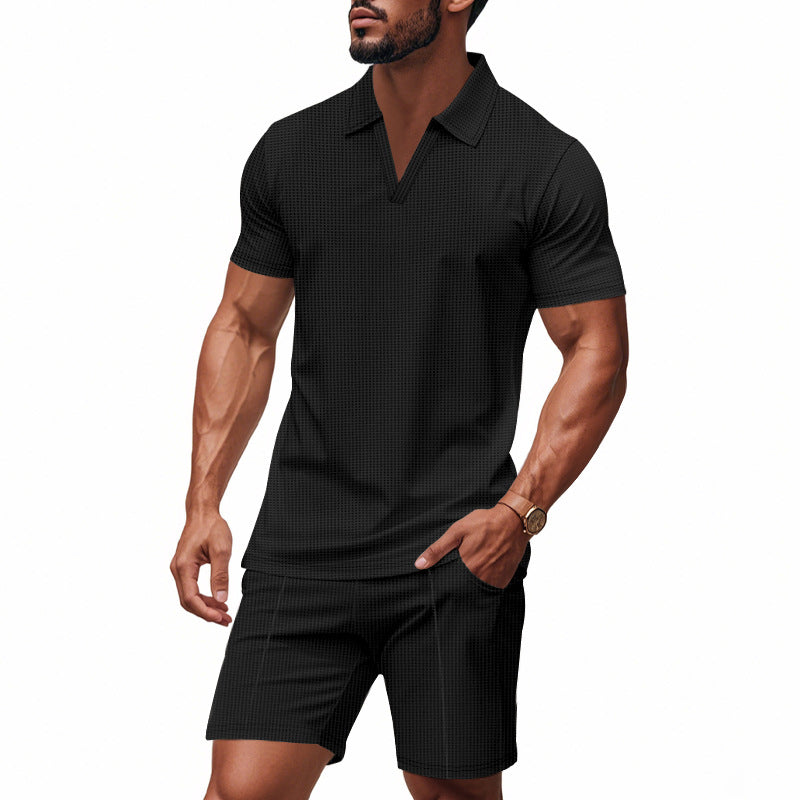 Herren elegantes Freizeit-Set mit zeitgenössischem Design und atmungsaktiver Baumwolle Heidi-Mode