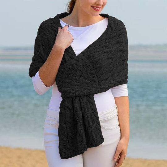 Damen Strickschal mit modernem Zopfmuster und vielseitigem Tragekomfort Heidi-Mode