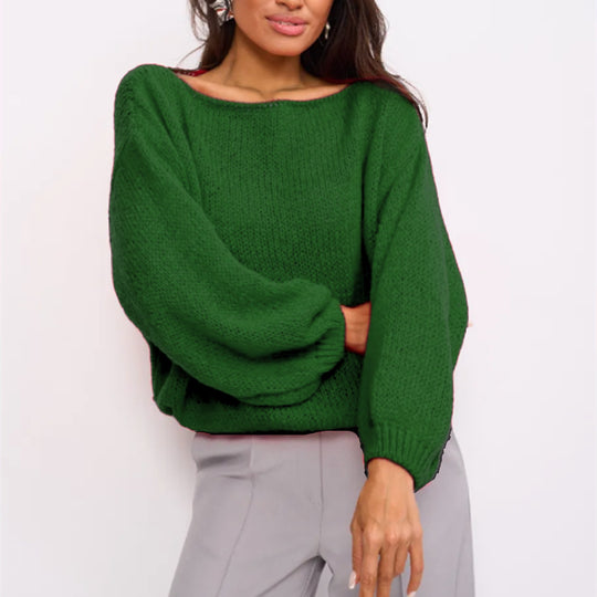 Damen Flauschiger Off-Shoulder Pullover mit überschnittenen Schultern Heidi-Mode