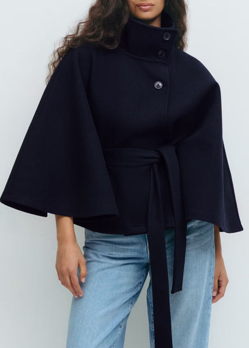 Damen Wickeljacke mit elegantem Stehkragen und weit geschnittenen Ärmeln Heidi-Mode