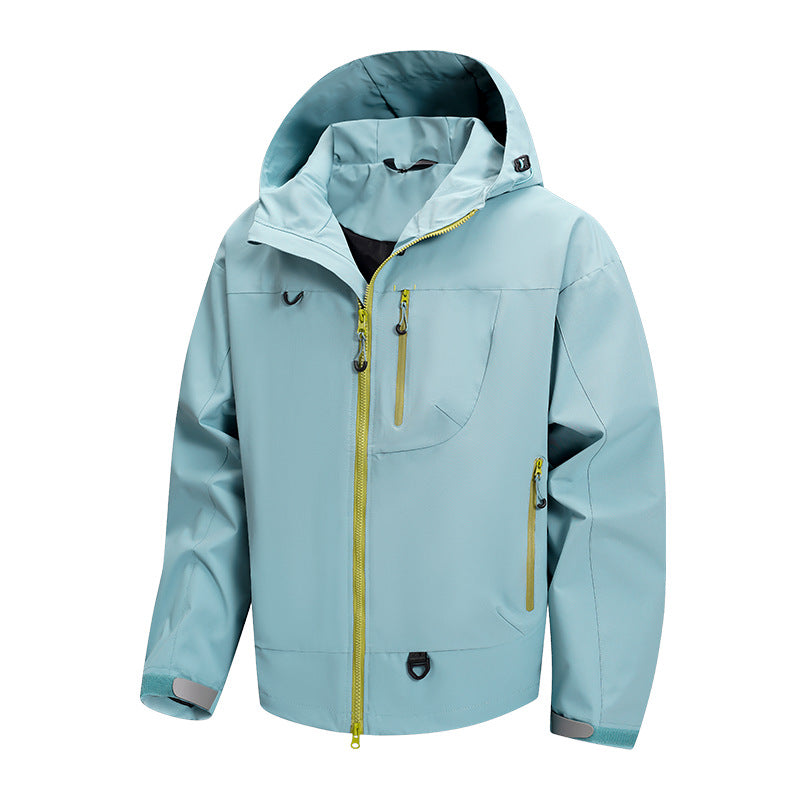 Herren technische Outdoor-Jacke mit Gewebe und verstellbarem Kapuzensystem Heidi-Mode