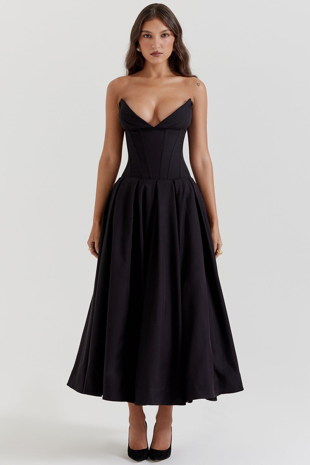 Damen Abendkleid mit taillierter Silhouette und A-linien Schnitt Heidi-Mode