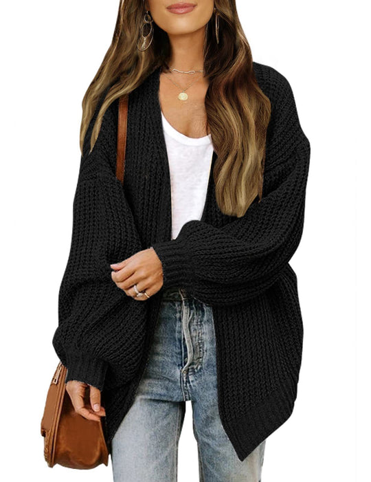 Damen Empfindlicher Grobstrick-Cardigan mit schillernden Ärmeln Heidi-Mode