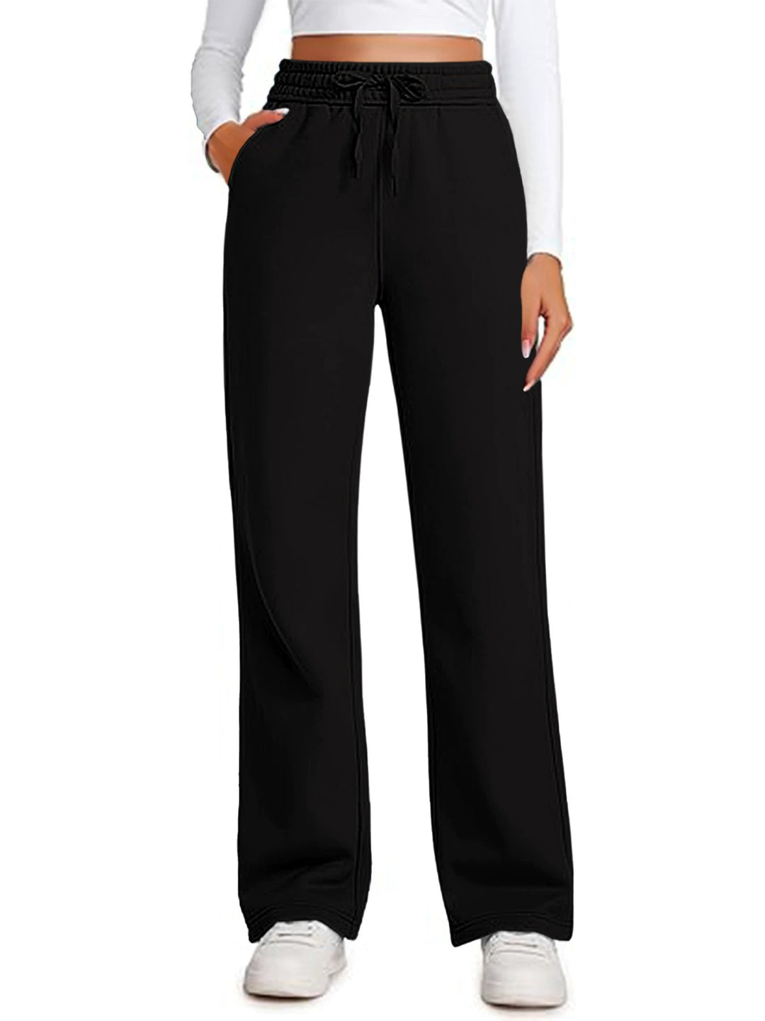 Damen Lässige Freizeithose mit weitem Schnitt und elastischem Bund Heidi-Mode