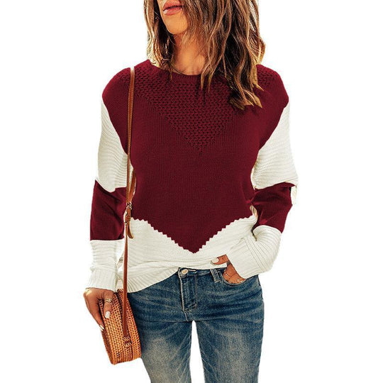 Damen modischer Strickpullover mit modernen Farbkombinationen und strukturierter Optik Heidi-Mode