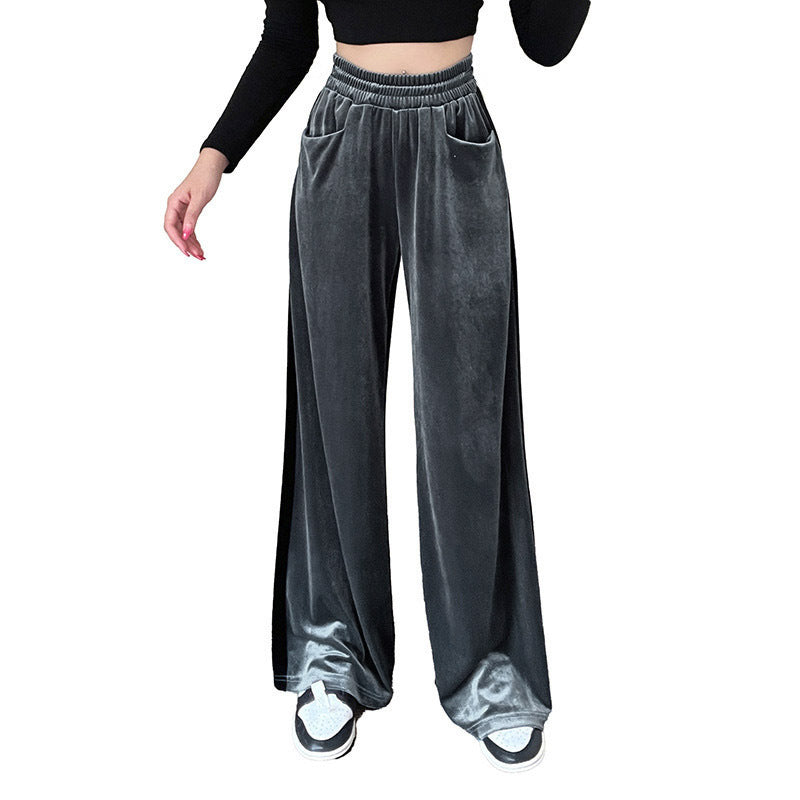 Damen Weite Samt-Hose mit elastischem Bund und praktischen Taschen Heidi-Mode