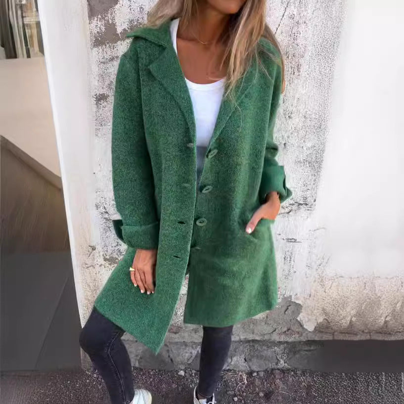 Damen kuscheliger Oversize-Mantel mit praktischen Taschen und elegantem Revers Heidi-Mode