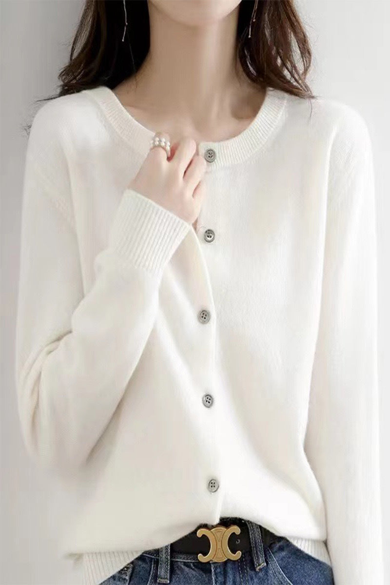 Damen Feinstrick Cardigan mit Knopfleiste und weichem Material Heidi-Mode