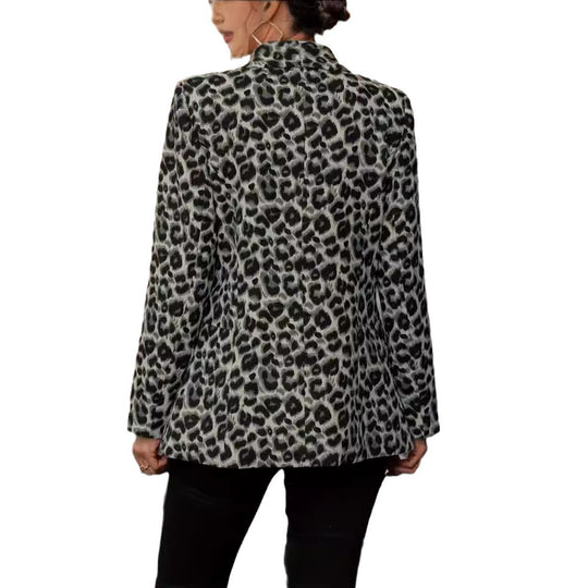 Damen modischer Blazer mit Leopardenmuster und taillierter Passform Heidi-Mode