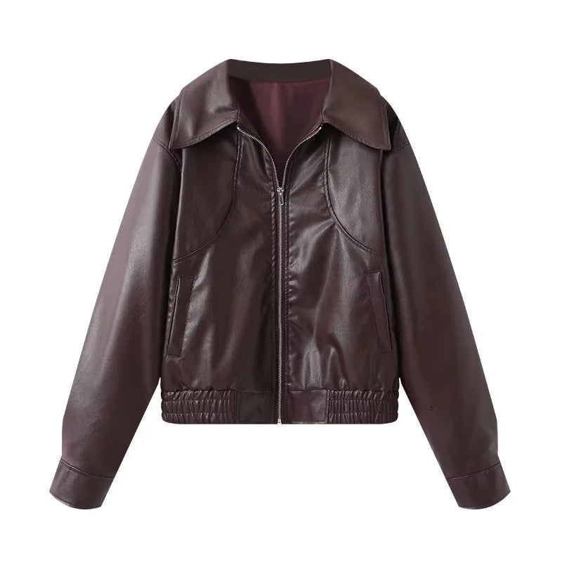 Damen modische Kunstlederjacke mit raffinierter Passform Heidi-Mode