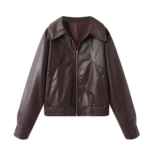 Damen modische Kunstlederjacke mit raffinierter Passform Heidi-Mode