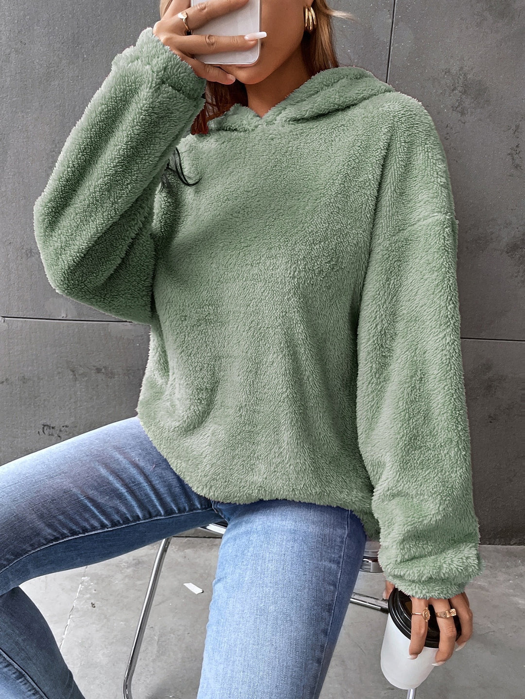 Damen kuscheliger Hoodie aus hochwertigem Plüsch Heidi-Mode