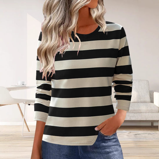 Damen Langarmshirt mit modernem Streifenmuster und bequemer Passform Heidi-Mode