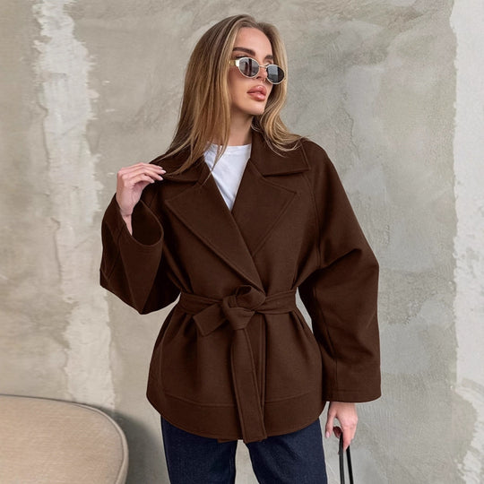 Damen Elegante Wickeljacke mit Gürtel und lässigem Schnitt Heidi-Mode