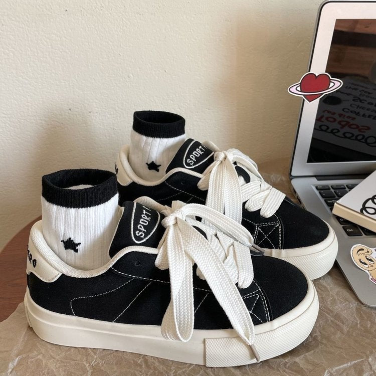 Damen sportive Sneakers mit dicker Sohle und atmungsaktiver Obermaterialkombination Heidi-Mode