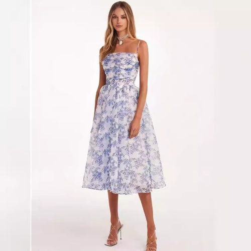 Damen Midi-Kleid mit elegantem Chiffon und floralen Applikationen Heidi-Mode