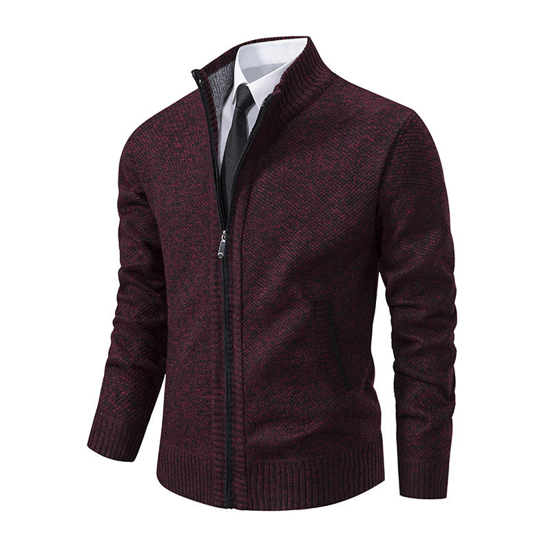 Herren Strickjacke mit hohem Kragen und elegantem Reißverschluss Heidi-Mode
