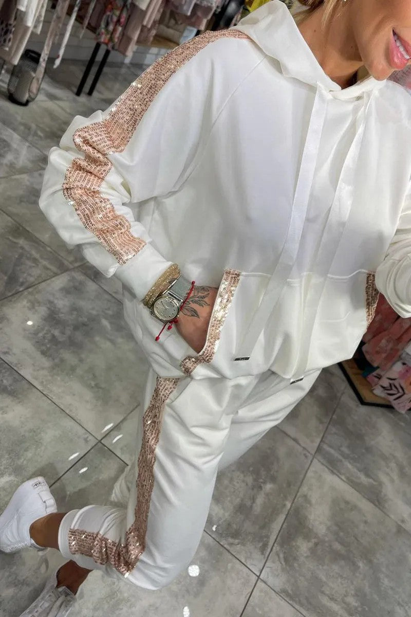 Damen Lässiges Sweat-Outfit mit dekorativem Kordeldetail Heidi-Mode