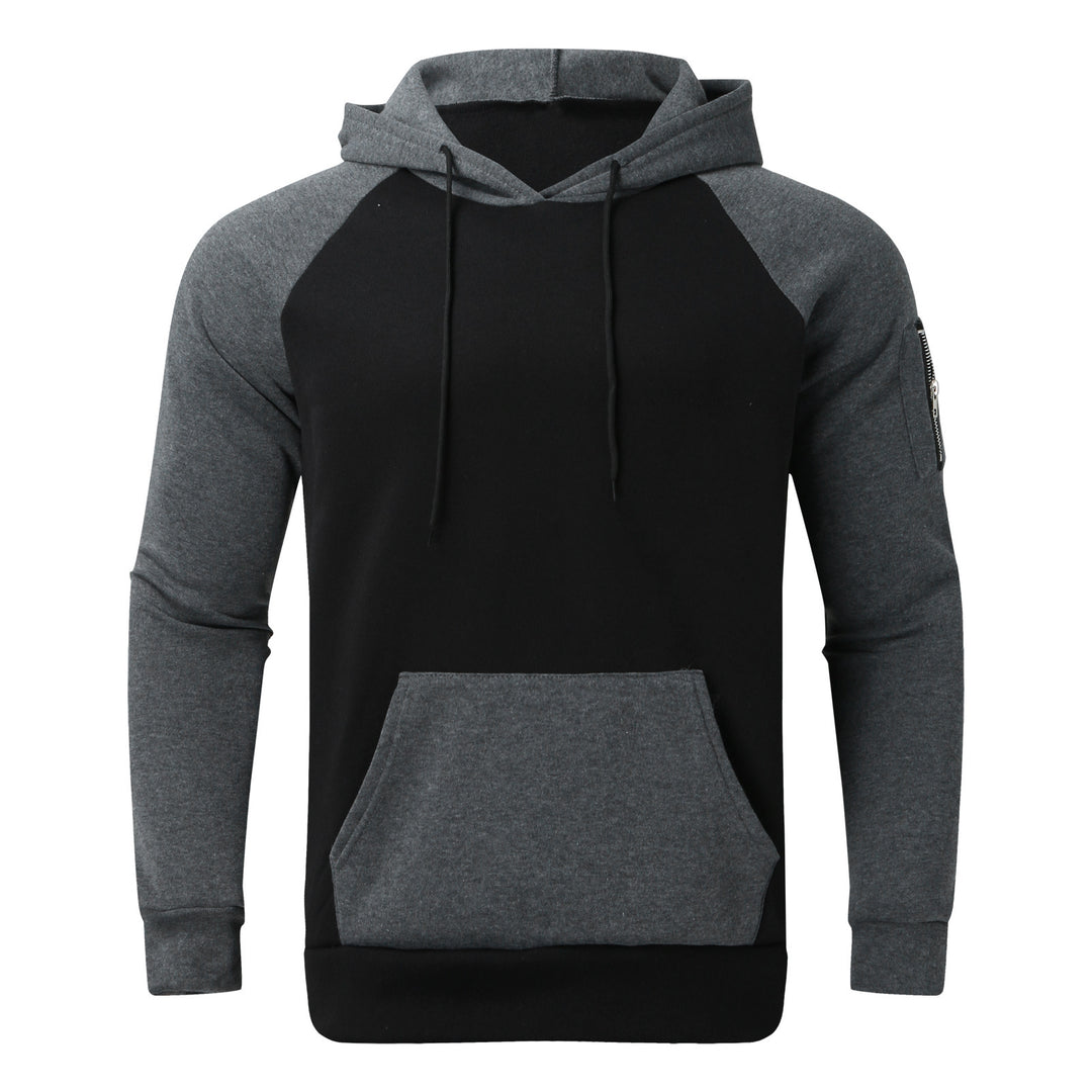 Herren sportlicher Hoodie mit Kontrastärmeln und praktischer Kängurutasche Heidi-Mode