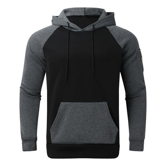 Herren sportlicher Hoodie mit Kontrastärmeln und praktischer Kängurutasche Heidi-Mode