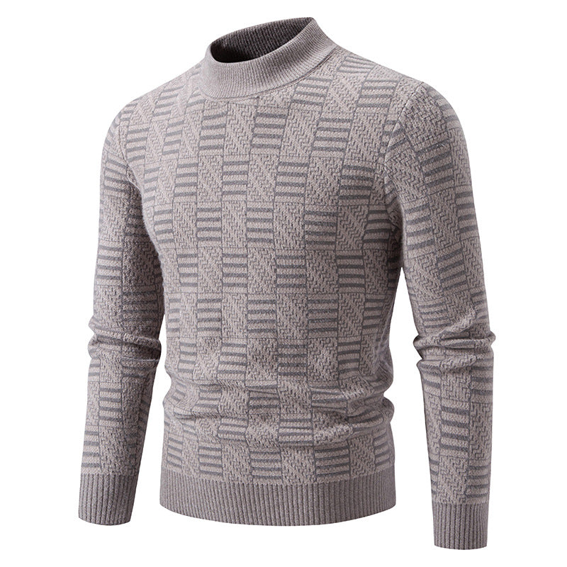 Herren Strickpullover mit strukturiertem Design und hohem Kragen Heidi-Mode